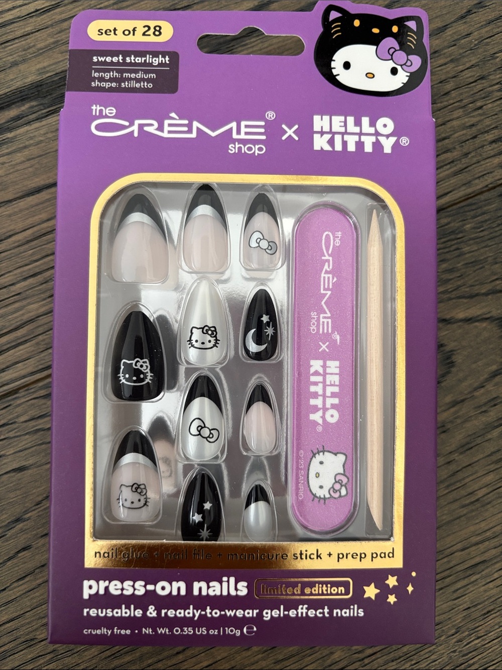 The Creme Shop x Hello Kitty Halloween Press On Nails Black/White Whimsigoth
